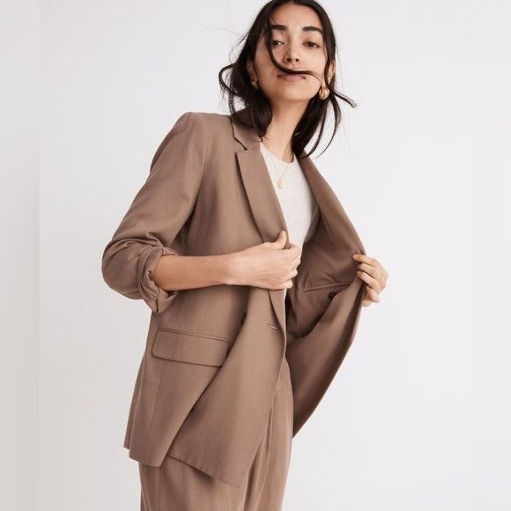Madewell NH328 Drapeweave Caldwell Double-Breasted Blazer, Small